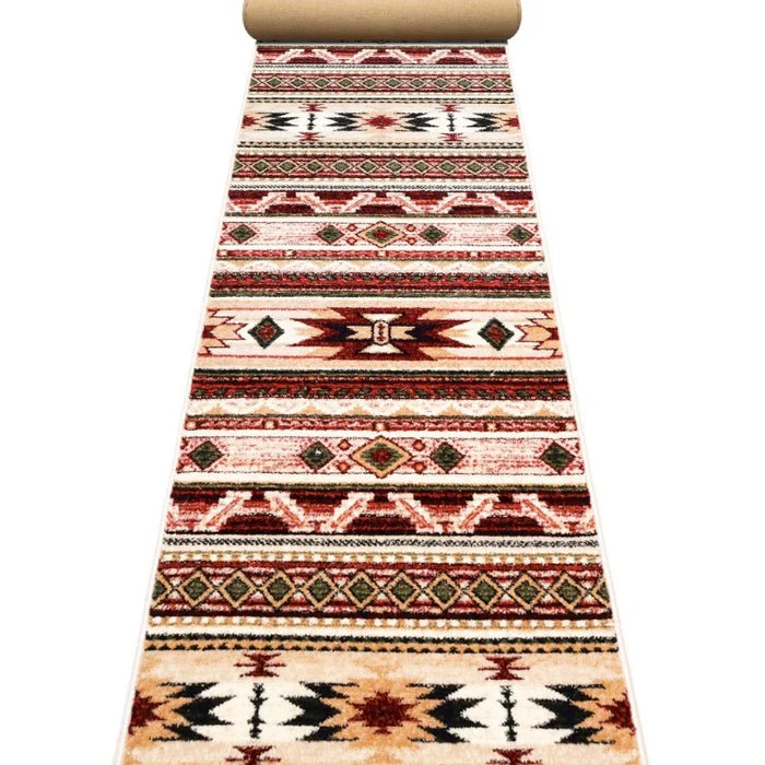 Traversa covor traditionala derulata complet, model clasic decorativ pentru hol si bucatarie