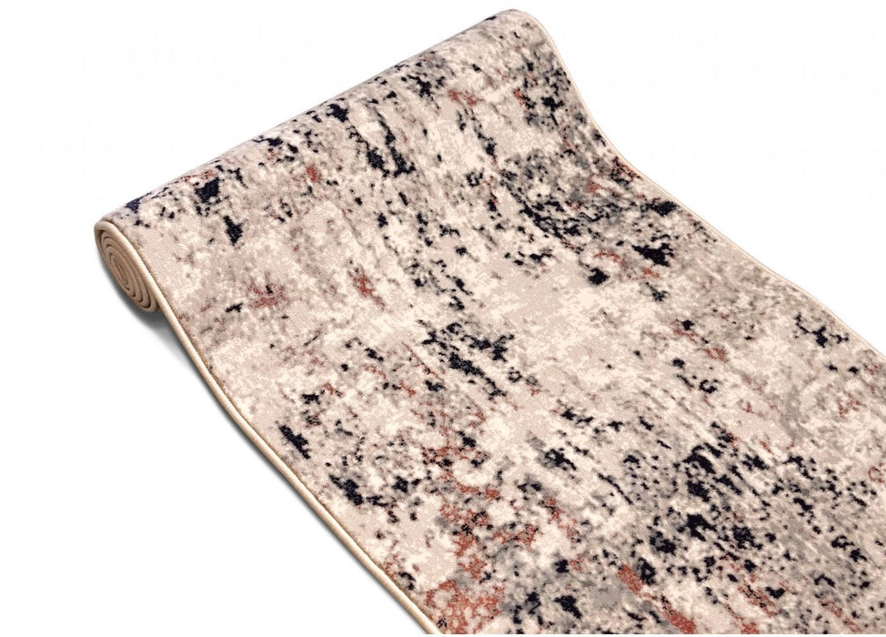 Traversa moderna crem abstract festonata cu finisaj atent