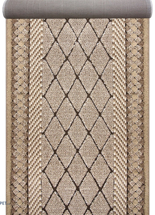 Traversa crem maro cu model geometric modern potrivita pentru hol