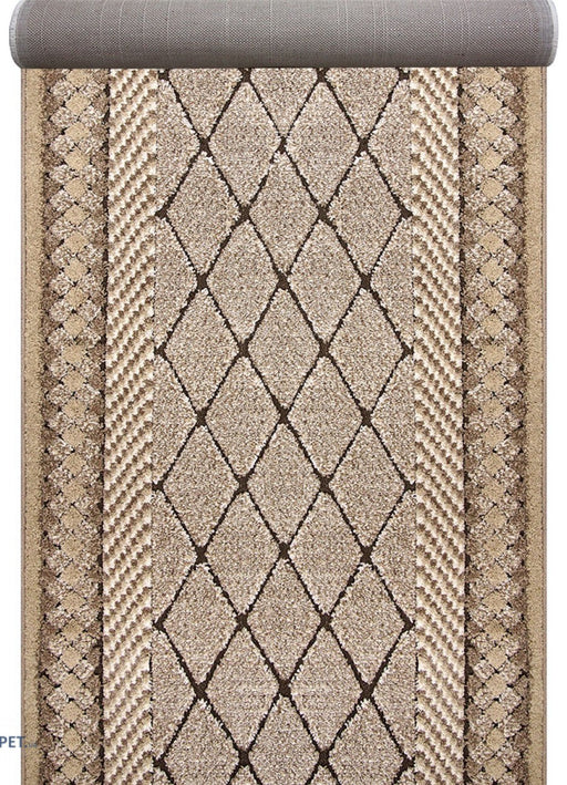 Traversa crem maro cu model geometric modern potrivita pentru hol