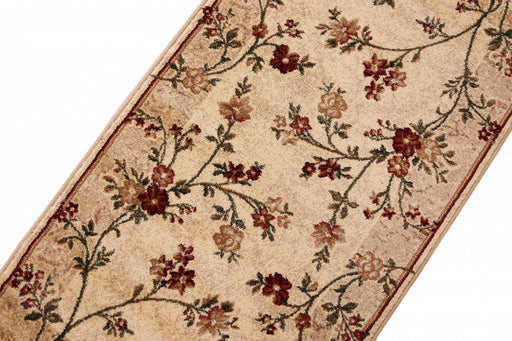 Traversa florala crem cu model elegant potrivita pentru hol lung