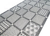 Detaliu traversa gri pentru bucatarie cu pattern modern si finisaj festonat durabil