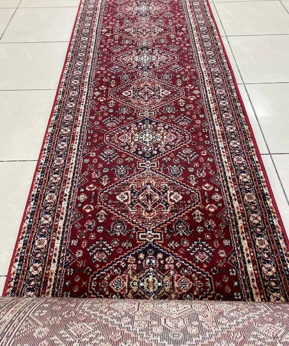 Traversa covor clasica grena pentru hol lung, covor hol lung elegant pentru coridor