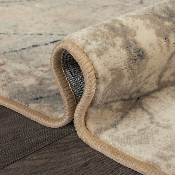 Traversa hol lunga crem bej festonata rezistenta la trafic intens