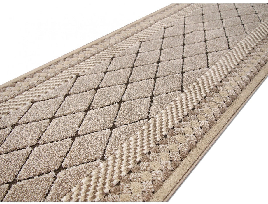 Traversa hol lunga crem maro geometrica rezistenta la trafic intens