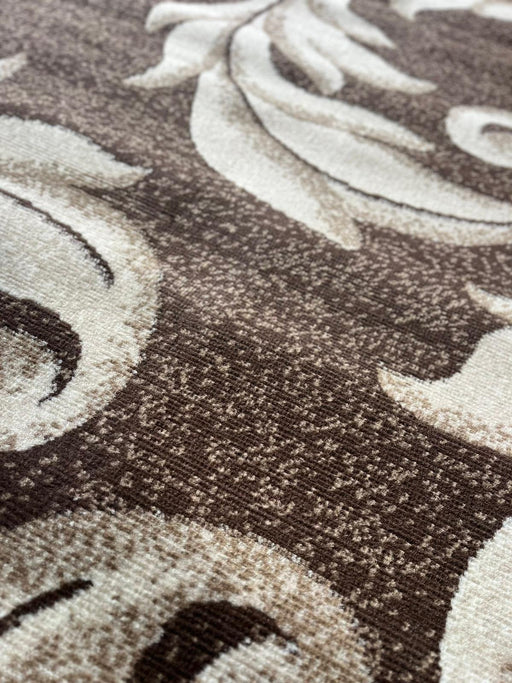 Traversa maro crem cu model floral decorativ potrivita pentru hol si living