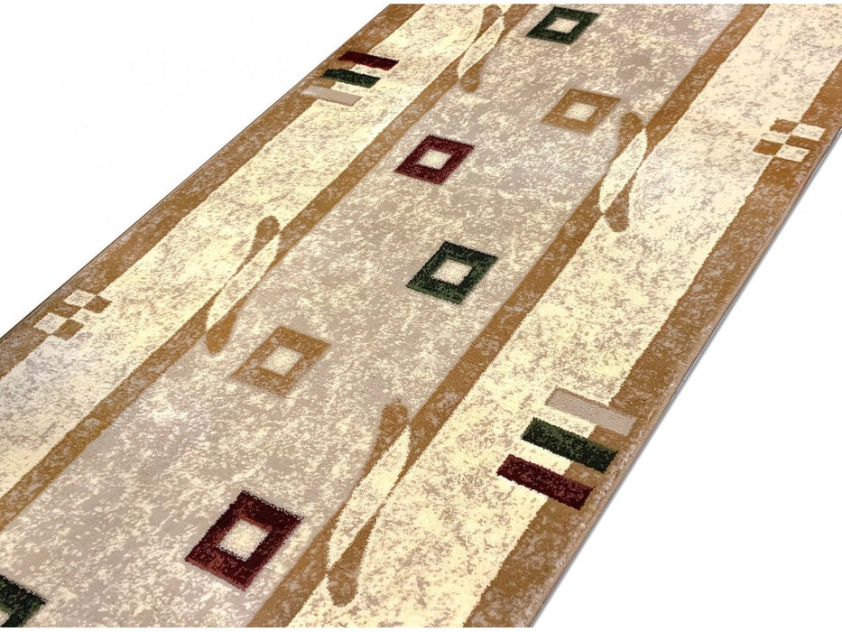 Traversa moderna geometrica crem bej covor ingust pentru coridor apartament sau spatii lungi