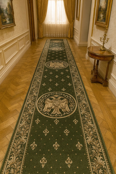 Traversa verde pentru altar cu model religios traditional