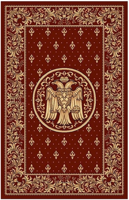 Covor bisericesc grena cu model traditional si simbol religios