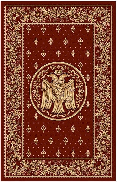 Covor bisericesc grena cu model traditional si simbol religios