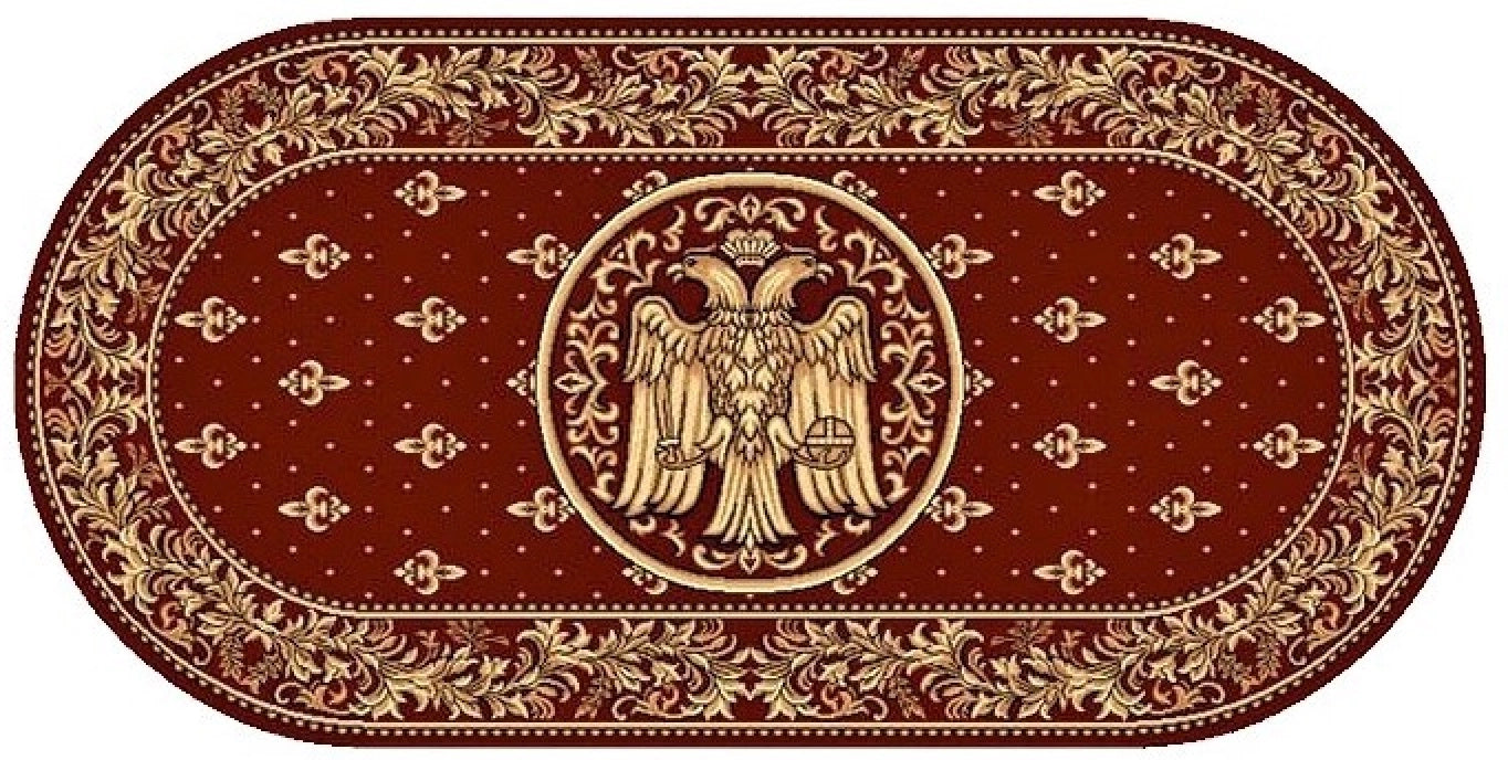 Covor bisericesc oval grena cu vultur bicefal, model clasic