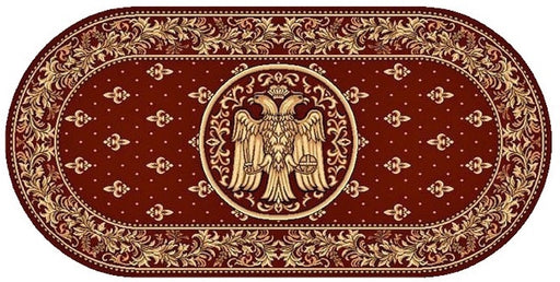 Covor bisericesc oval grena cu vultur bicefal, model clasic