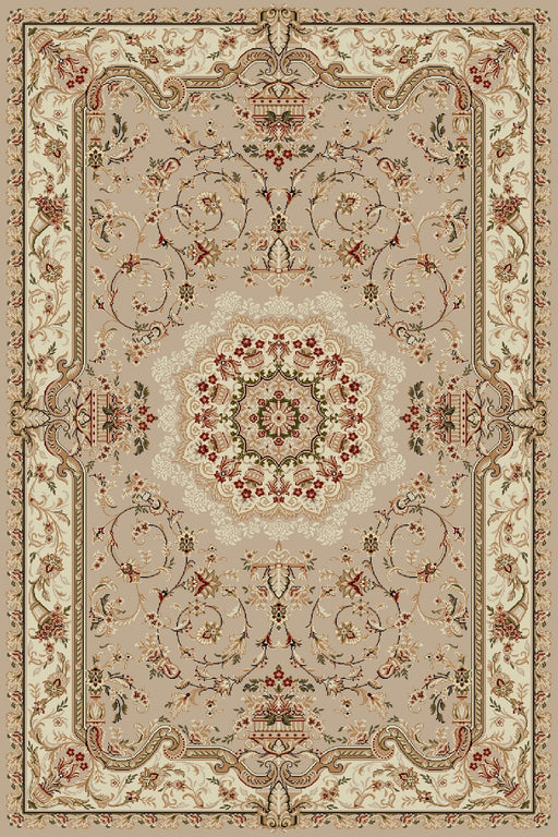 Covor clasic crem bej cu model traditional, potrivit pentru living sau dormitor