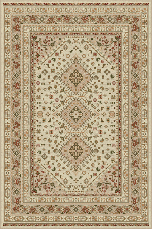 Covor clasic crem bej cu model traditional, ideal pentru living sau dormitor