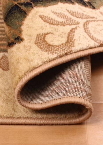 Colt si margine covor clasic floral bej crem cu finisaj atent