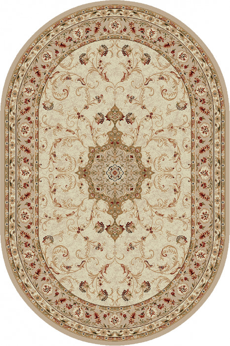 Covor clasic oval, culoare bej crem
