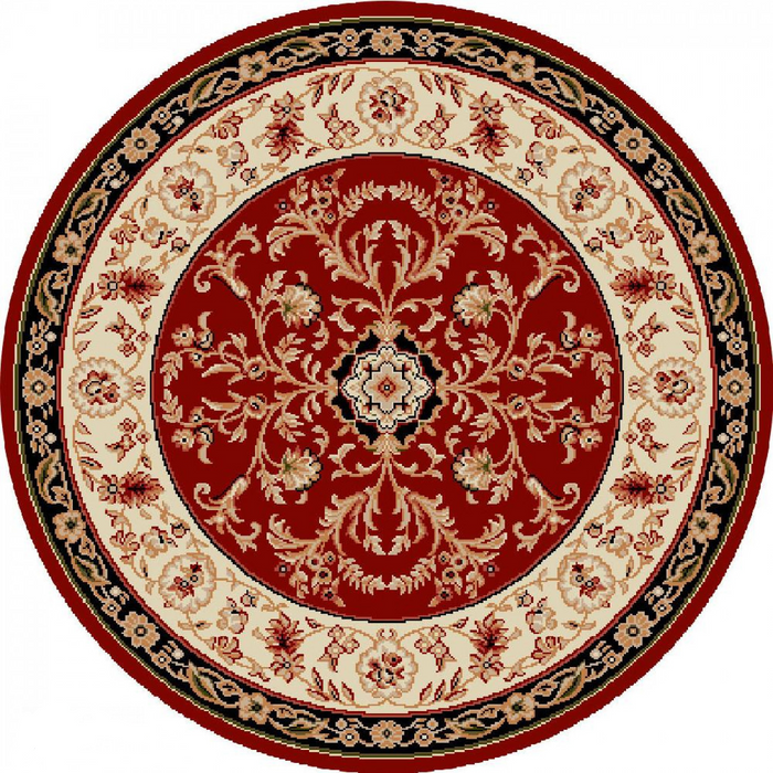 Covor clasic rotund grena cu model traditional, potrivit pentru living sau dormitor