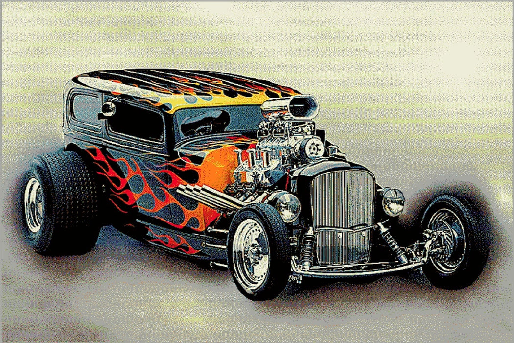 covor copii cu masina hotrod design 3d modern potrivit pentru camera adolescent