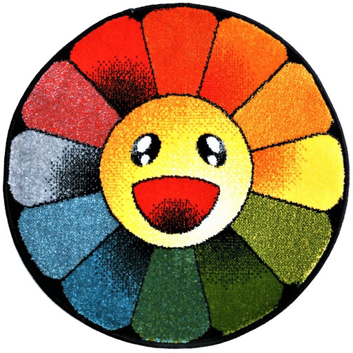 covor copii rotund colorat cu model smiley ideal pentru camera copii decor vesel si modern