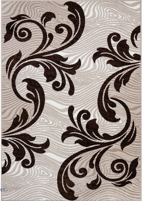 Covor crem maro cu model floral modern si design decorativ pentru living