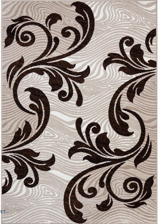 Covor crem maro cu model floral modern si design decorativ pentru living