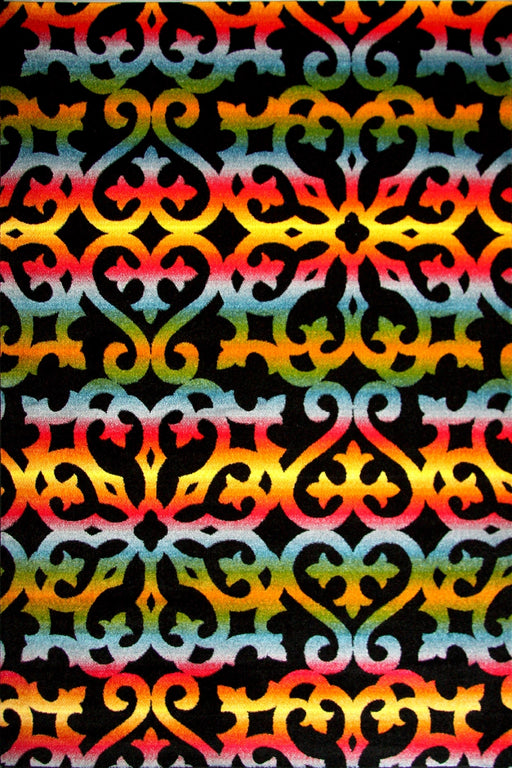 Covor living multicolor cu design oriental si culori vibrante pentru interior modern