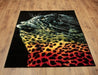 Covor living negru cu model leopard modern și culori intense pentru decor elegant