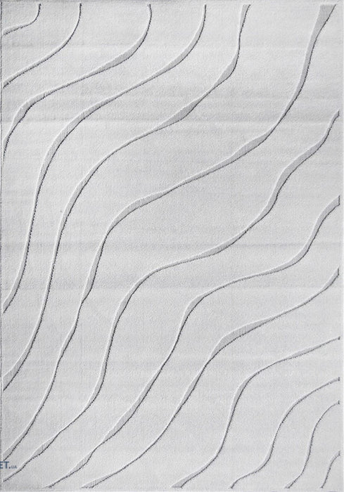 Covor modern alb pentru living cu model abstract