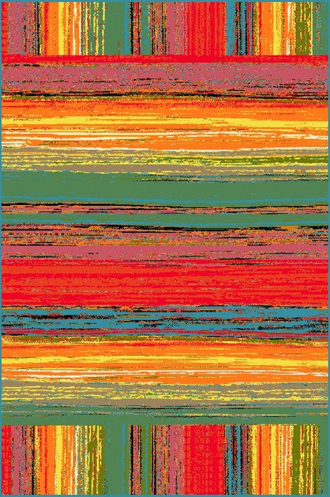 Covor modern multicolor cu dungi decorative, ideal pentru living, dormitor sau camera moderna