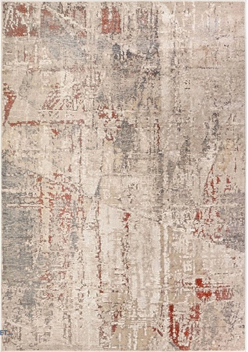 Covor modern crem bej cu model abstract si textura fina, potrivit pentru living sau dormitor