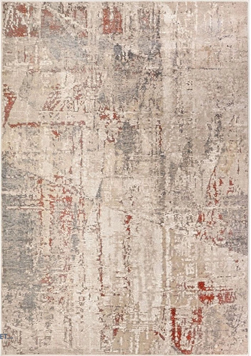 Covor modern crem bej cu model abstract si textura fina, potrivit pentru living sau dormitor