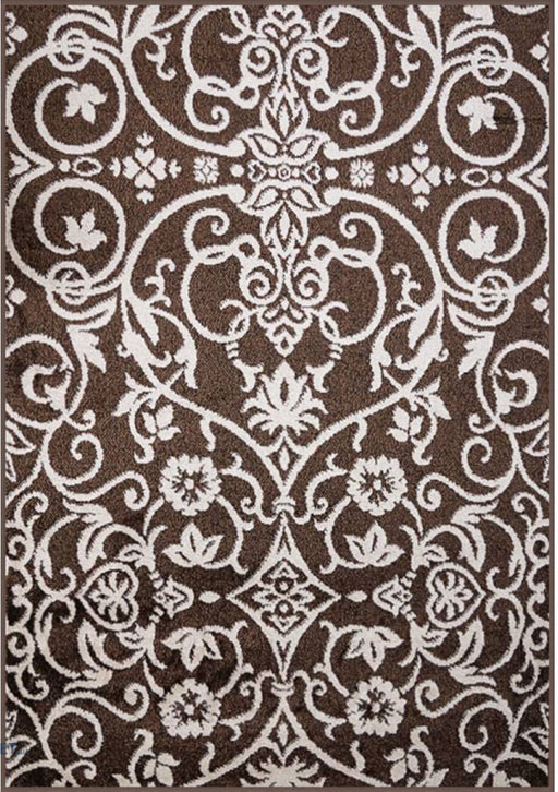 Covor modern crem maro cu model ornamental elegant pentru living si dormitor