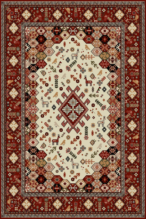 Covor modern cu model geometric etnic, potrivit pentru living sau dormitor