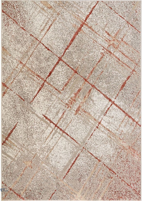 Detaliu model geometric cu linii moderne pe covor bej stil contemporan