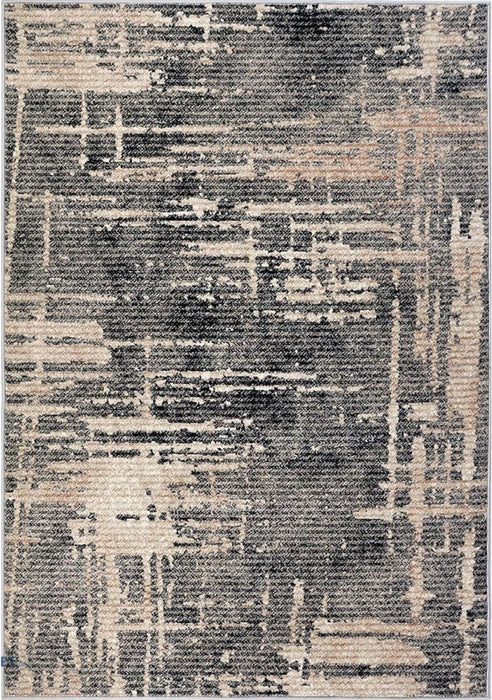 Covor modern gri bej cu model abstract si textura fina, potrivit pentru living sau dormitor