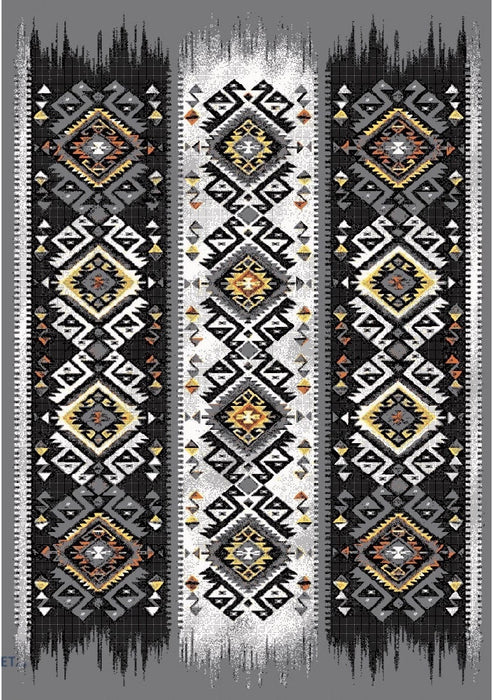 Covor modern gri cu model traditional si design geometric pentru living elegant