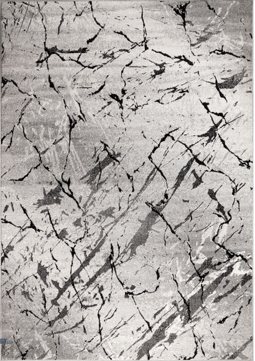 Covor modern gri cu model marmorat abstract alb si negru pentru living