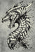 Covor modern cu dragon fantasy in nuante de gri si negru, ideal pentru living, dormitor sau camera tinerilor pasionati de universul fantastic.