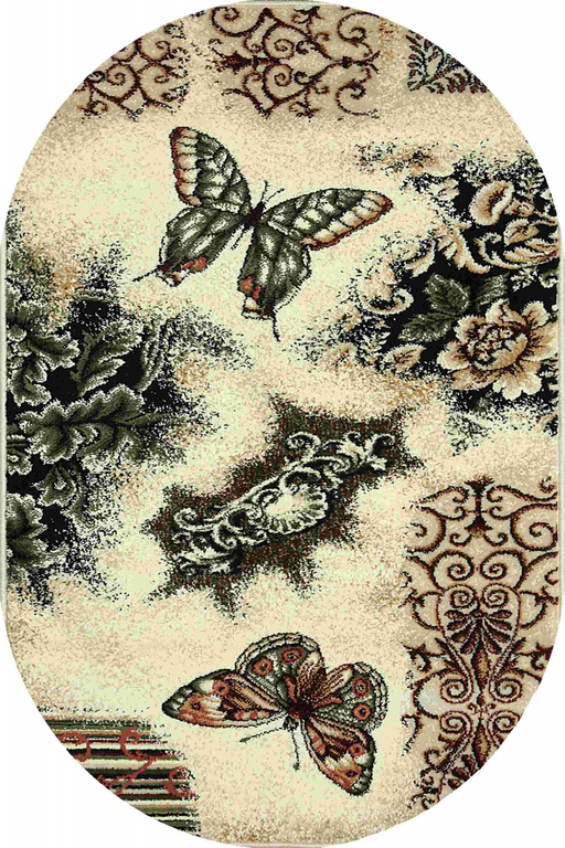 covor modern oval cu fluturi in living
