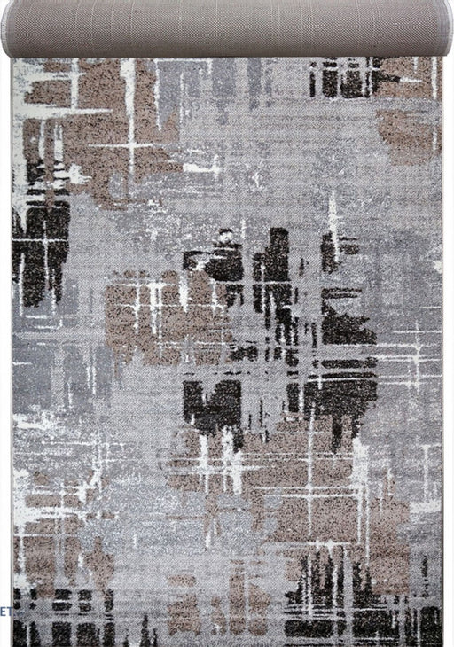 Traversa covor moderna gri cu model abstract pentru hol si bucatarie, design elegant si stil contemporan